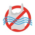No plastic bags in the water vector icon. Royalty Free Stock Photo