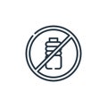 no plastic bottles icon vector from mother earth day concept. Thin line illustration of no plastic bottles editable stroke. no Royalty Free Stock Photo