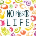 No plastic motivational poster to say NO to plastic bags etc, hand drawn vector illustration