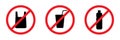 No plastic sign. Prohibited icon on white background. Red circle symbol with plastic bag and bottle inside. Illustration of Royalty Free Stock Photo