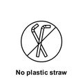 No plastic straw icon. Element of pollution problems icon. Thin line icon for website design and development, app development.