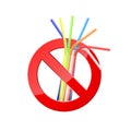 No Plastic Straws. Save environment banner. Protect nature icon. Vector illustration isolated on white background Royalty Free Stock Photo