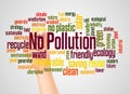 No pollution energy word cloud and hand with marker concept Royalty Free Stock Photo