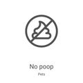 no poop icon vector from pets collection. Thin line no poop outline icon vector illustration. Linear symbol for use on web and