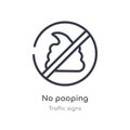 no pooping outline icon. isolated line vector illustration from traffic signs collection. editable thin stroke no pooping icon on