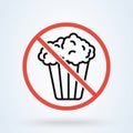 No popcorn bucket icon symbol. prohibition sign. vector illustration on white background Royalty Free Stock Photo