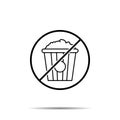 No popcorn icon. Simple thin line, outline vector of cinema ban, prohibition, embargo, interdict, forbiddance icons for ui and ux