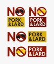 no pork no lard label vector set