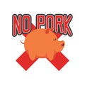 No pork no lard sticker icon isolated on white background