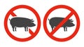 No Pork or No Pigs Vector Icon Isolated on White Background