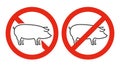 No Pork or No Pigs Vector Icon or Sign Isolated on White Background