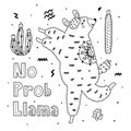 No Prob Llama coloring page with funny alpaca Royalty Free Stock Photo