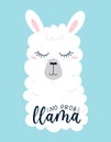 No probllama lettering print or card with llama