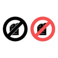 No proof reading, text icon. Simple glyph, flat  of text editor ban, prohibition, embargo, interdict, forbiddance icons for Royalty Free Stock Photo