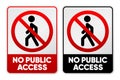 No Public Access. Prohibited area for outsider people. Safety sign. Vector illustration. Royalty Free Stock Photo