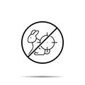 No rabbit, hunter icon. Simple thin line, outline vector of adventure ban, prohibition, embargo, interdict, forbiddance icons for