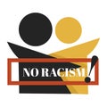 No racism isolated emblem dark and fair skin characters