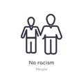 no racism outline icon. isolated line vector illustration from people collection. editable thin stroke no racism icon on white