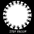 No racism - vector poster on theme of antiracism, protesting against racial inequality and revolutionary design