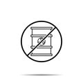 No radiation sign tank icon. Simple thin line, outline vector of sustainable energy ban, prohibition, embargo, interdict,