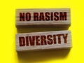 No rasism diversity on wooden blocks. Business and Social equal opportunities concept Royalty Free Stock Photo