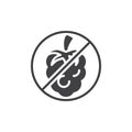 No Raspberry, prohibition sign vector icon