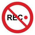 No recording icon. Prohibited video icon. No video camera icon Royalty Free Stock Photo