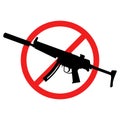 No rifle sign. No weapons sign. No guns icon. Red prohibition sign