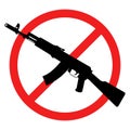 No rifle sign. No weapons sign. No guns icon. Red prohibition sign