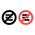 No right alignment, text icon. Simple glyph, flat of text editor ban, prohibition, embargo, interdict, forbiddance icons