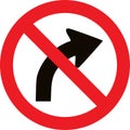 No right bend direction sign Royalty Free Stock Photo
