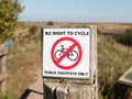No right to cycle public footpath only country post sign