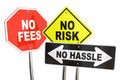 No Risk Fees Hassle Signs Road Street Best Choice 3d Illustration