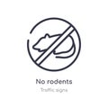 no rodents outline icon. isolated line vector illustration from traffic signs collection. editable thin stroke no rodents icon on