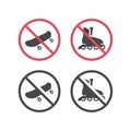 No roller skates and skateboards vector sign