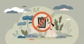 No rubbish vector illustration. Trash bin sign flat tiny persons concept.