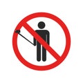 No Selfie Sign, Taking Selfie Photo Prohibitory Symbol, Isolated On White Background, Flat Design Vector Illustration Royalty Free Stock Photo