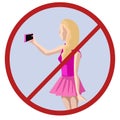 No selfies, woman taking picture of herself vector Royalty Free Stock Photo