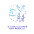 No sexual harassment in workplace blue gradient concept icon