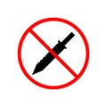 No sharp glyph icon, prohibition and forbidden, no knife sign vector graphics, a solid pattern on a white background, eps 10