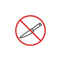 No sharp object line icon, prohibition sign,