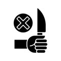 No sharp objects black glyph manual label icon