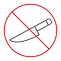 No sharp thin line icon, prohibition and forbidden