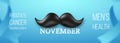 No Shave November long horizontal banner with retro mustache.