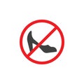 No shoes walking sign vector icon