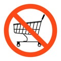 No shopping cart sign ,vector illustratioon on white background