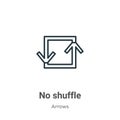 No shuffle outline vector icon. Thin line black no shuffle icon, flat vector simple element illustration from editable arrows Royalty Free Stock Photo