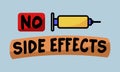 No side effects Message With Syringe Royalty Free Stock Photo