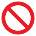 No sign, ban vector icon, stop symbol, red circle with oblique line isolated mark