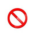 No sign, empty ban sign, forbidden sign or red no symbol icon flat on isolated white background. EPS 10 vector Royalty Free Stock Photo